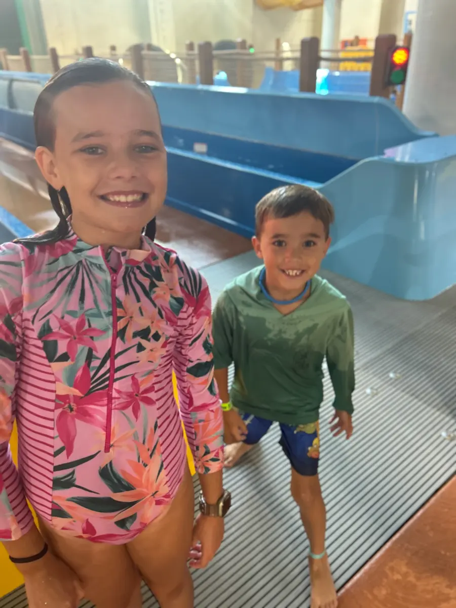 Amelia and Duke at the water park