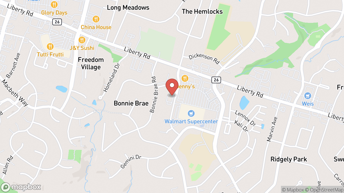 Map showing the location of Eldersburg Branch