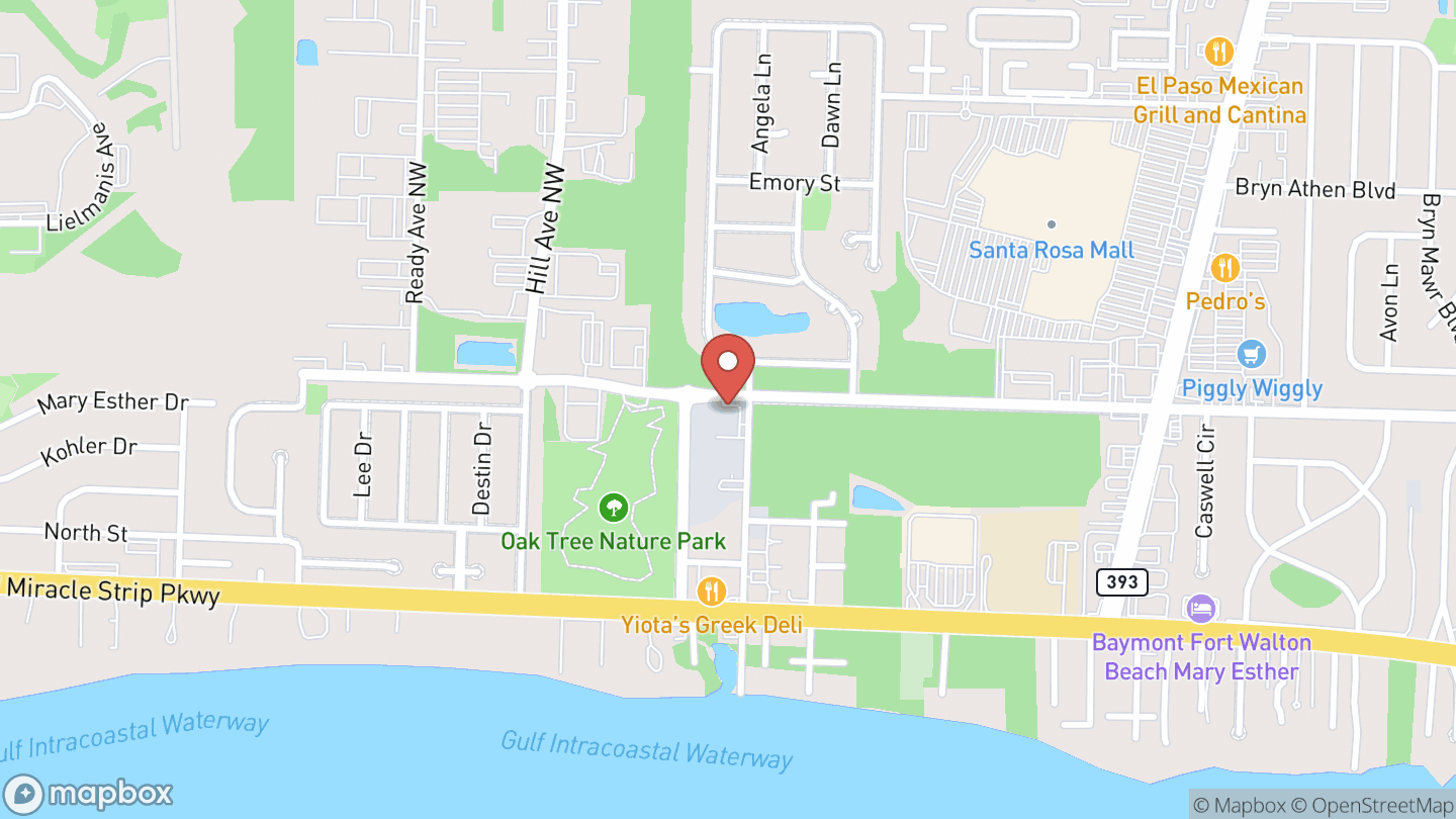Map showing the location of Mary Esther Library