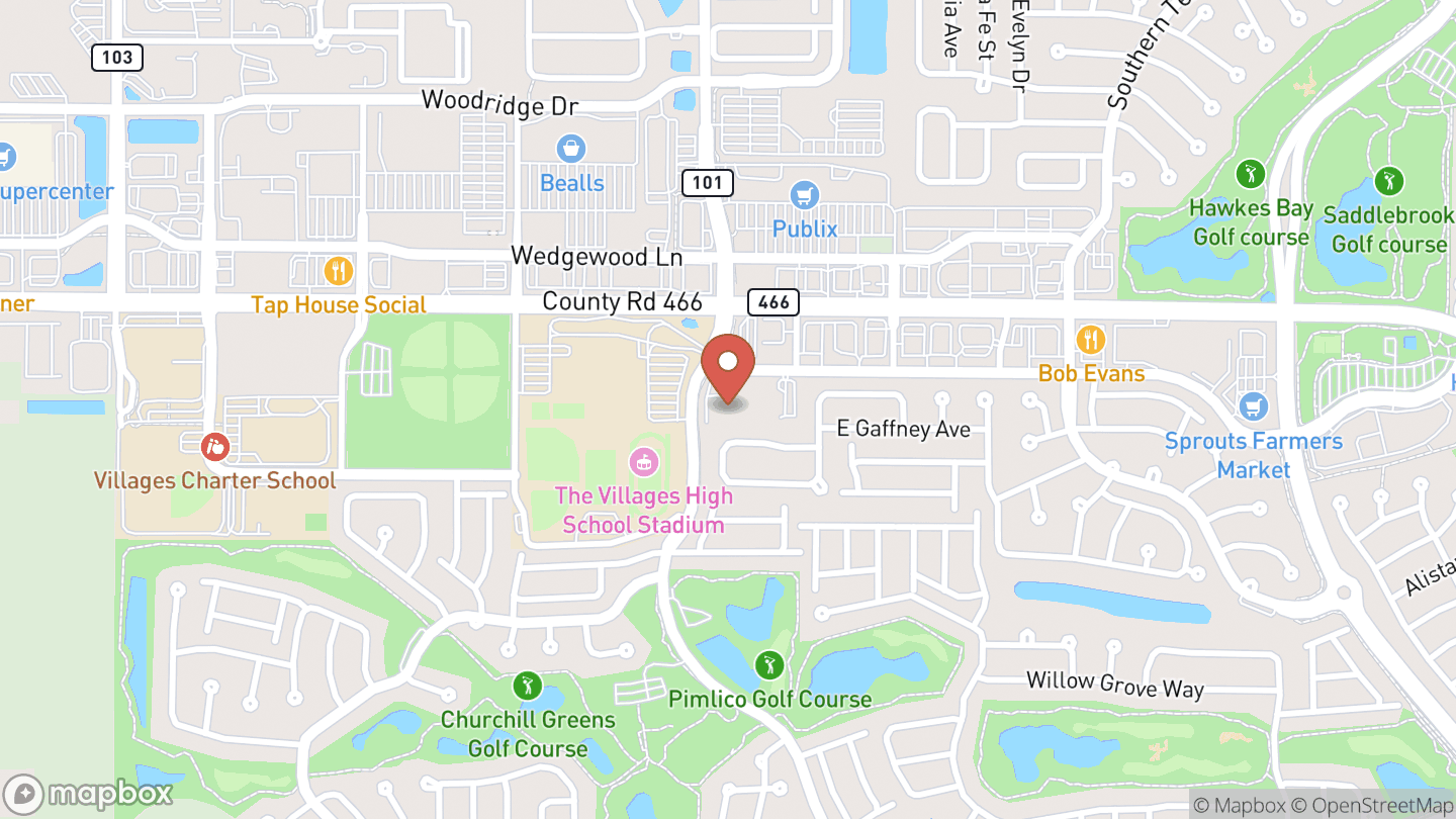 Map showing the location of Villages Public Library at Belvedere