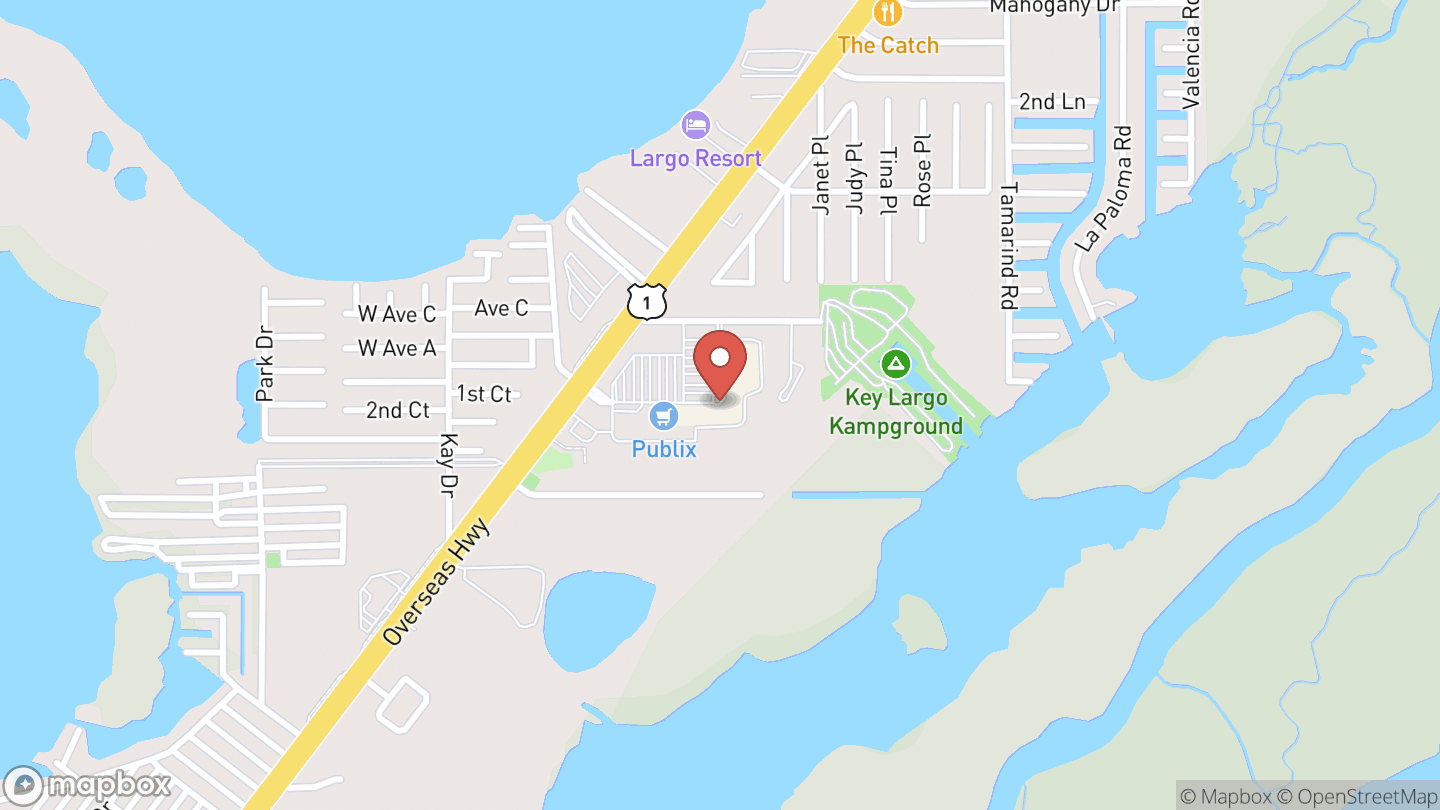 Map showing the location of Key Largo Branch Library
