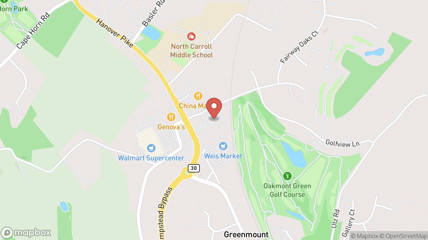 Map showing the location of North Carroll Branch