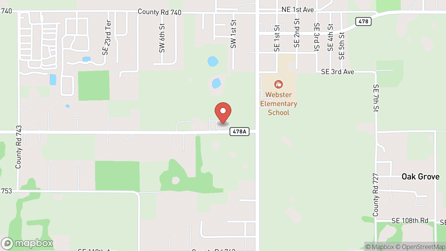 Map showing the location of E.C.  Rowell Public Library