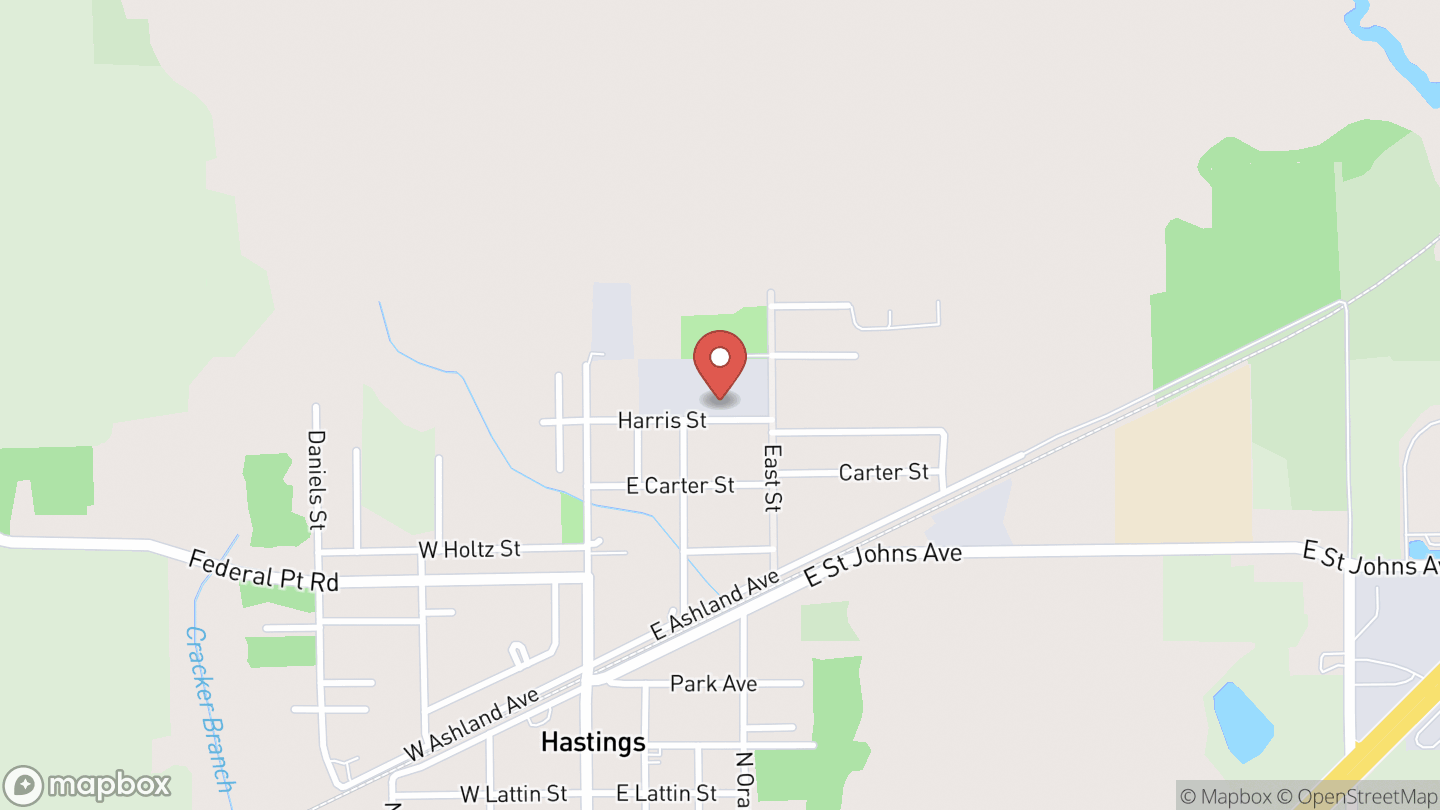 Map showing the location of Hastings Branch