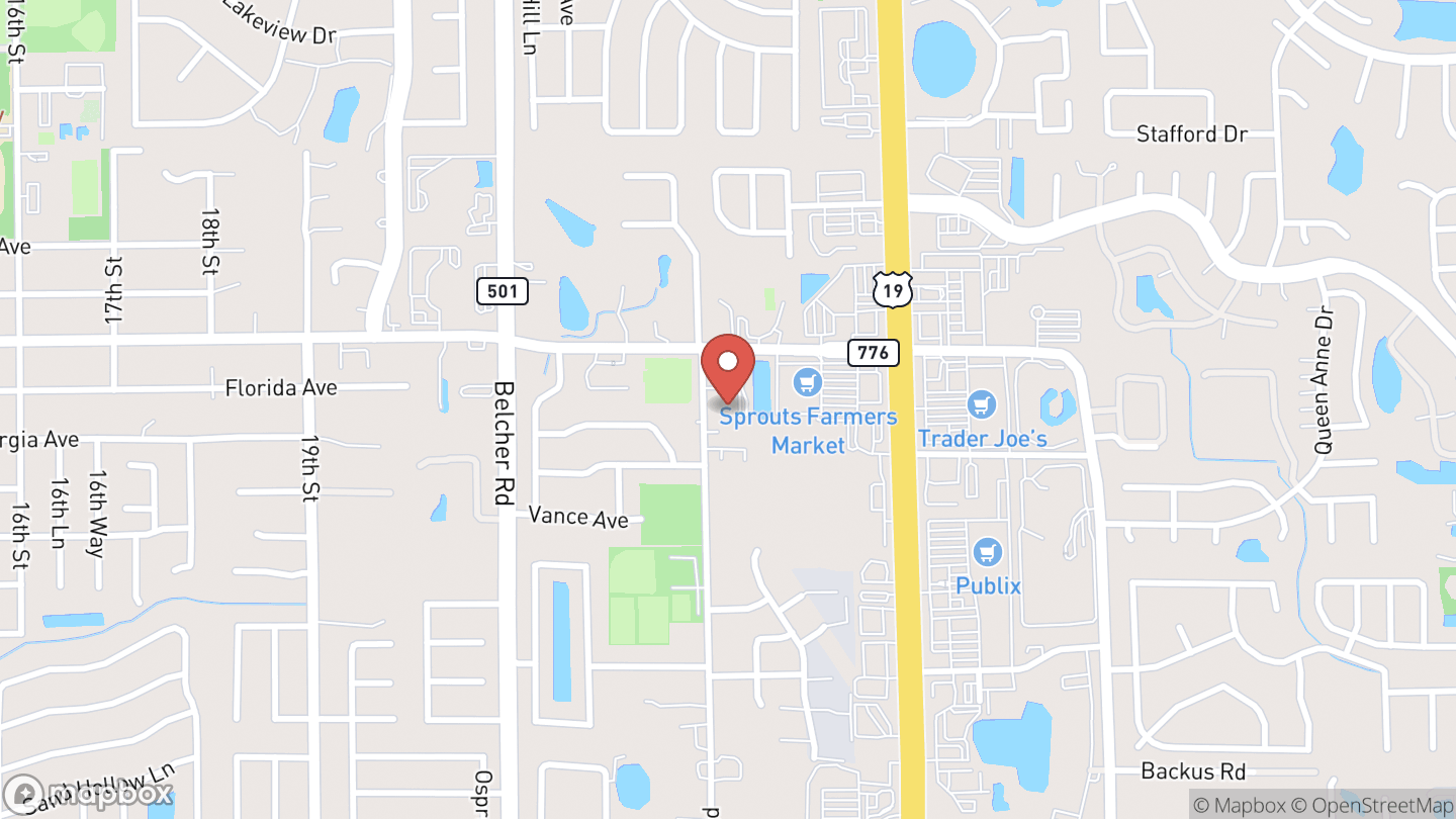 Map showing the location of Palm Harbor Library