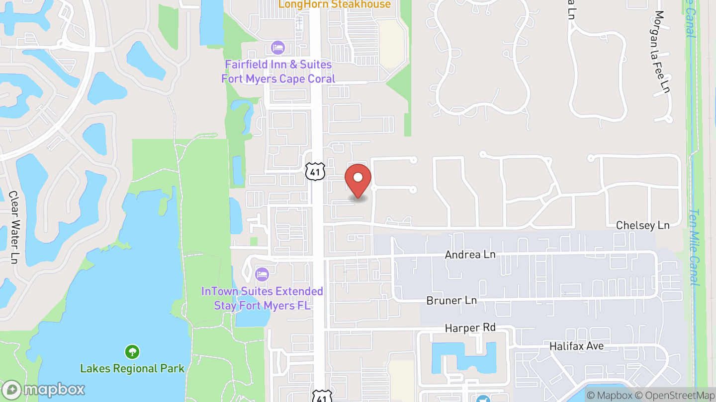Map showing the location of Sky Zone Trampoline Park