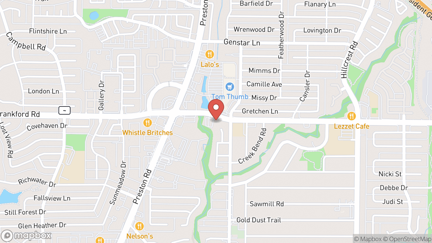 Map showing the location of Renner Frankford Branch