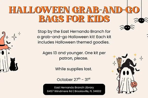 Halloween Grab-and-Go Bags for Kids @ East Hernando Branch