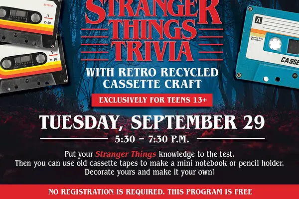 Stranger Things Trivia & Retro Recycled Cassette Craft (For Teens, ages 13+) - East