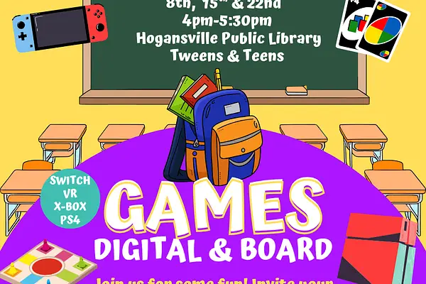 Teen and Tween Game Day at Hogansville Public Library