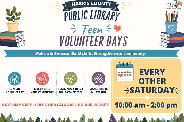 Saturday Teen Volunteering at Harris County Public Library